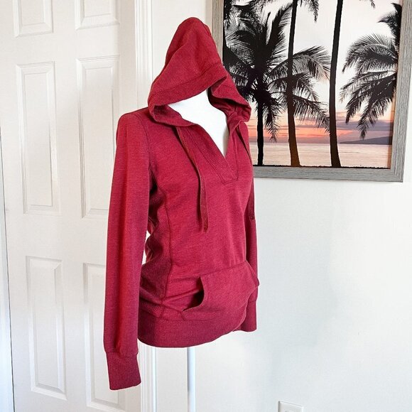 Women's SO Sweater | Pullover | Hooded | Red | Size Medium | V-Neck Top - Picture 4 of 9
